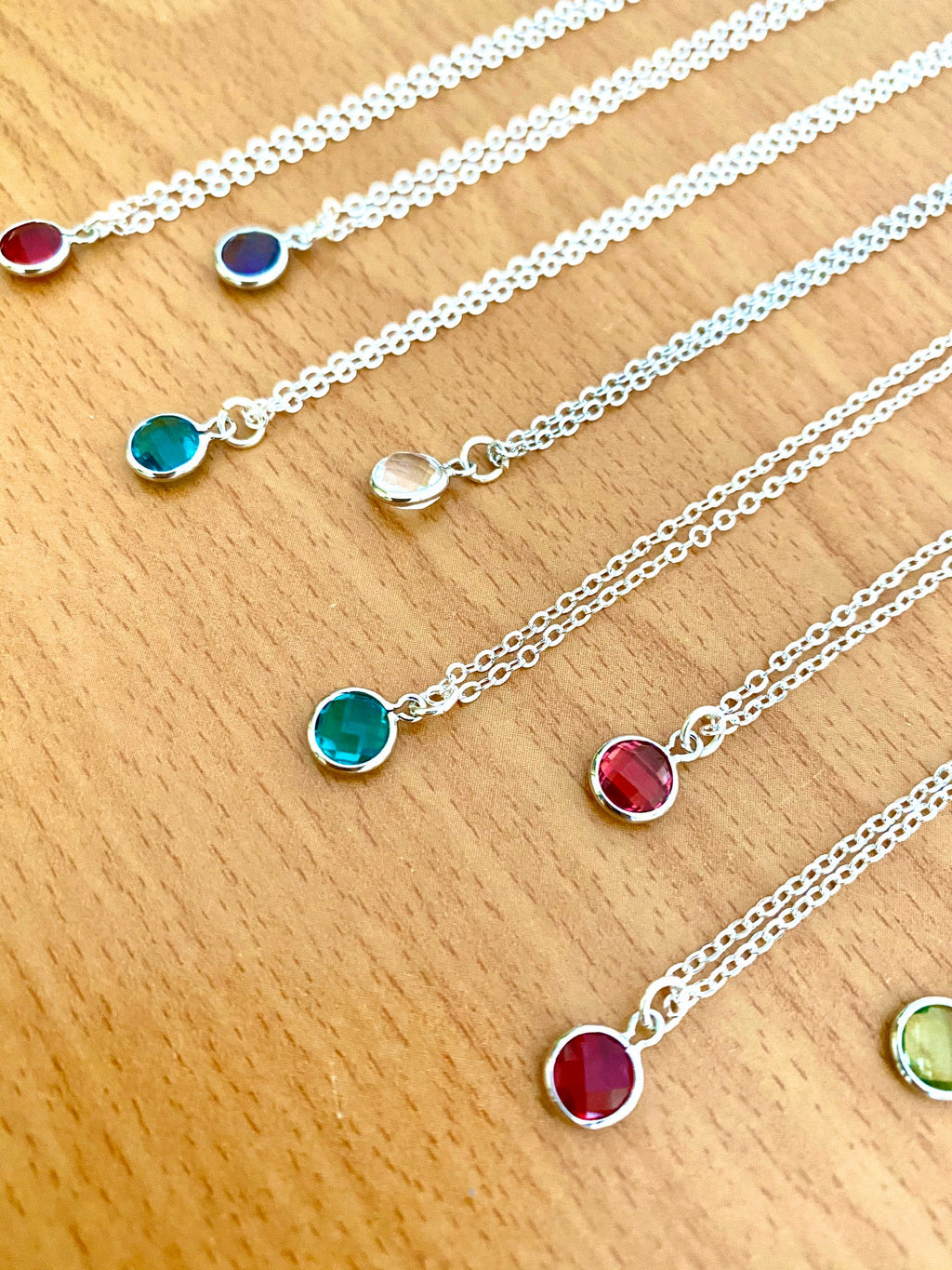Silver Plated Swarovski Birthstone Charm Necklace