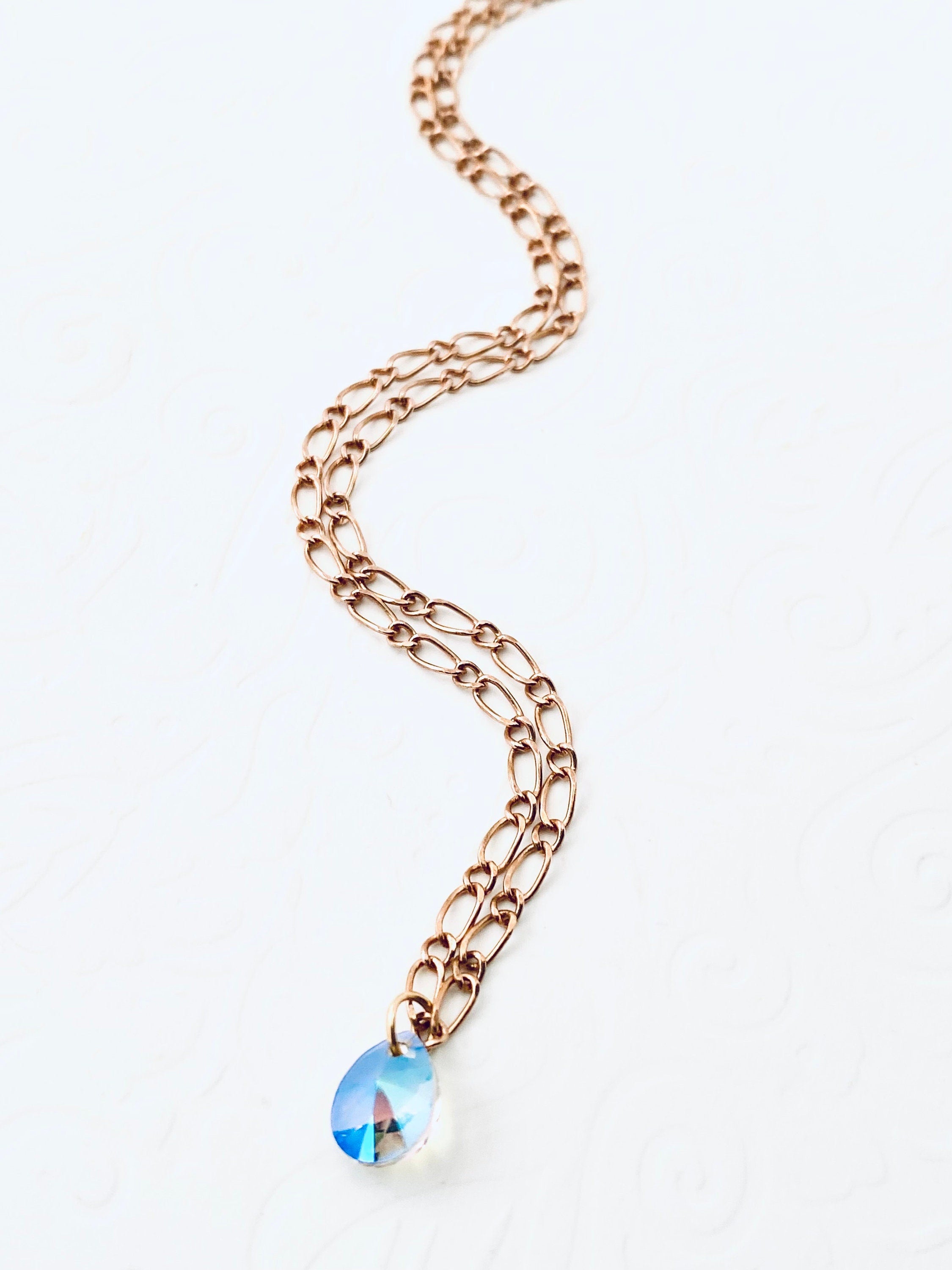 Swarovski Crystal Teardrop Necklace, Gold Plated Faceted Pendant