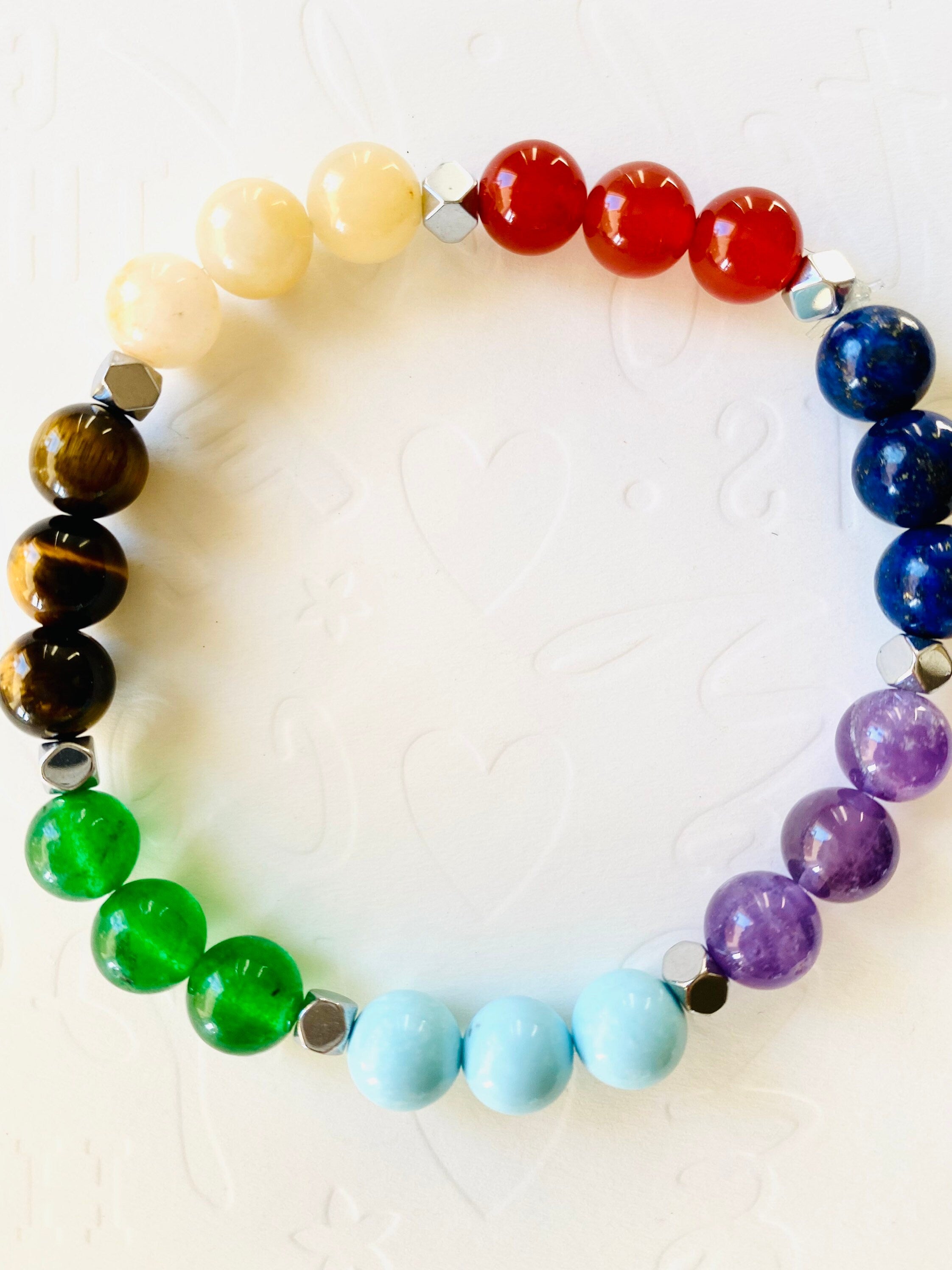 7 Chakra Gemstone Bracelet, Spiritual Balance, Yoga Jewelry