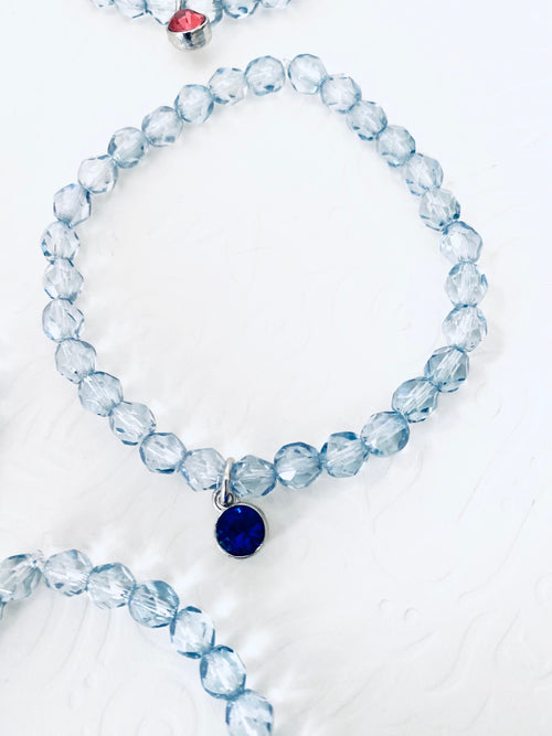 Birthstone Charm Bracelet, Silver Plated Beaded Crystal Bracelet, Birthstone jewelry, gifts for all