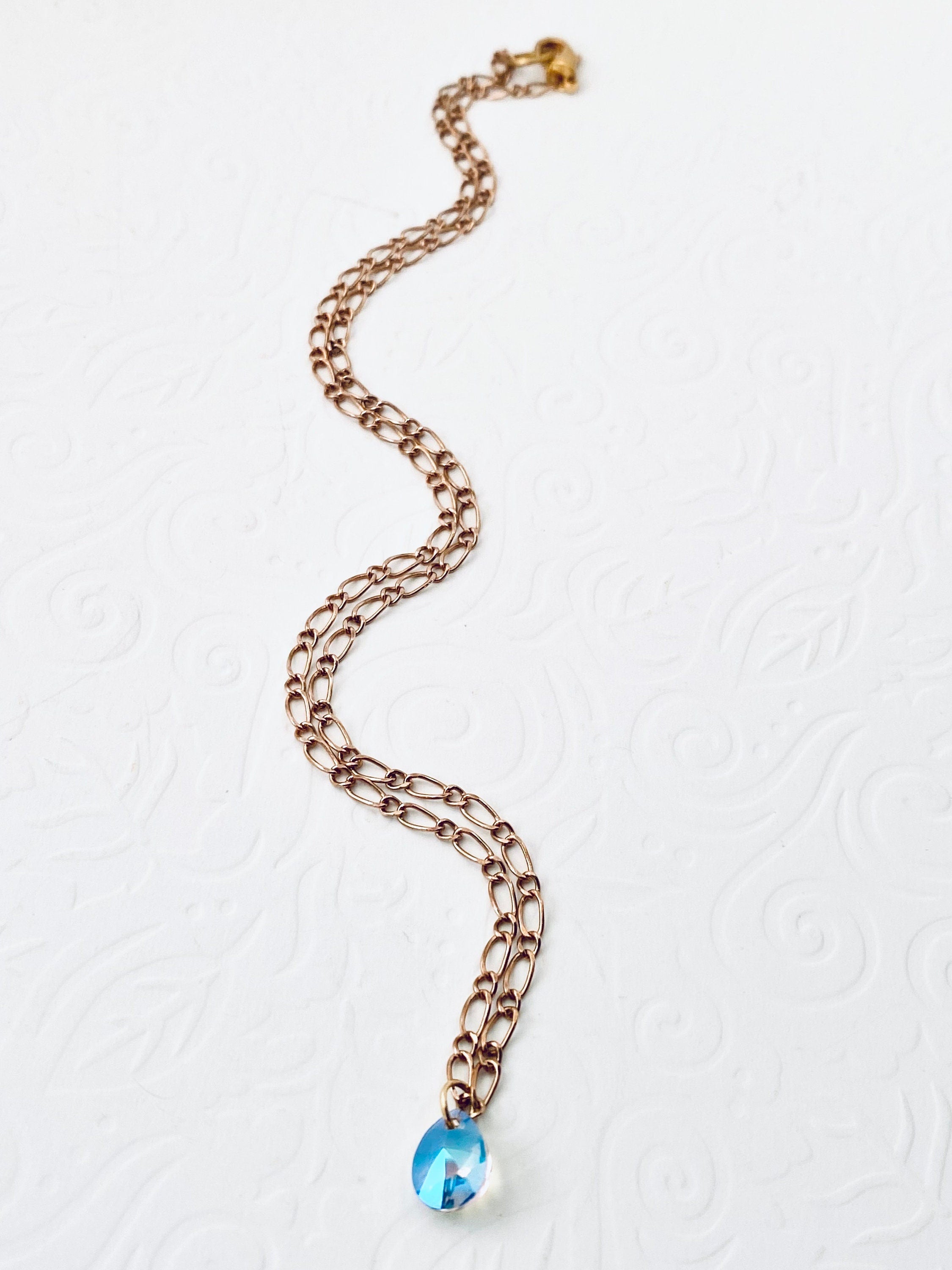 Swarovski Crystal Teardrop Necklace, Gold Plated Faceted Pendant