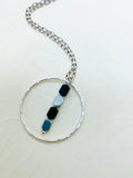 Circular Pendant Necklace, Silver & Black Hematite Beads