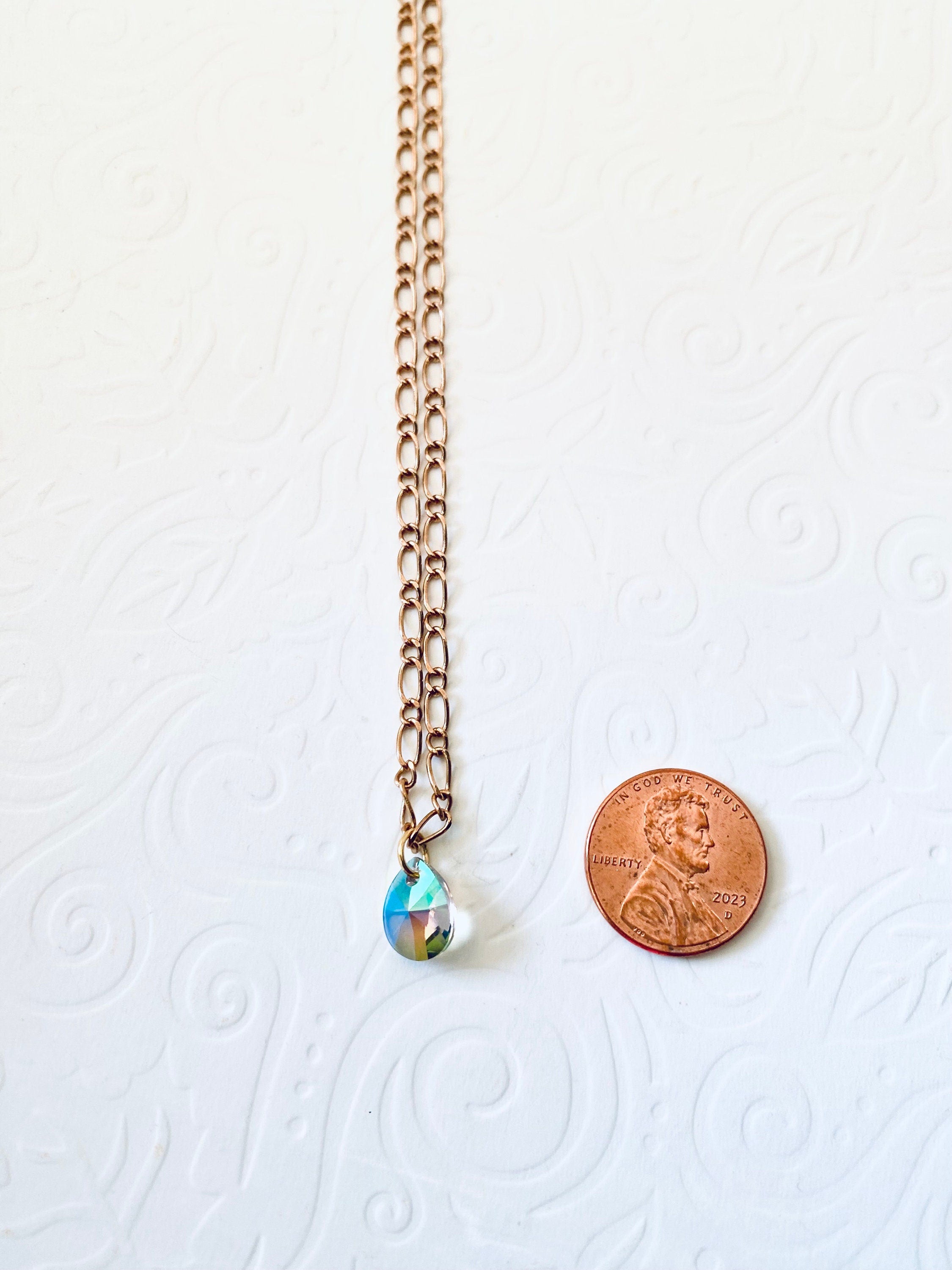 Swarovski Crystal Teardrop Necklace, Gold Plated Faceted Pendant