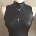 Crystal Lariat Necklace, Silver Chain, Chic Minimalist Jewelry