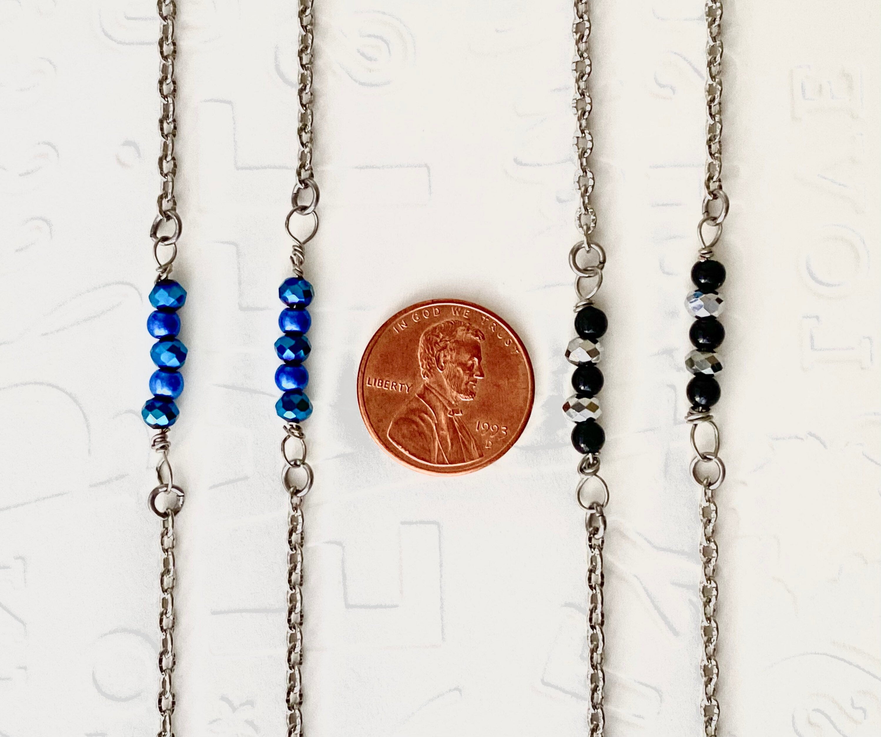 Crystal Rondelle Silver Plated Necklace, Dainty Beaded Chain, 30 Inch