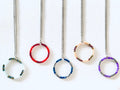 Crystal Circle Pendant Necklace, Silver Chain, Rondelle Beads