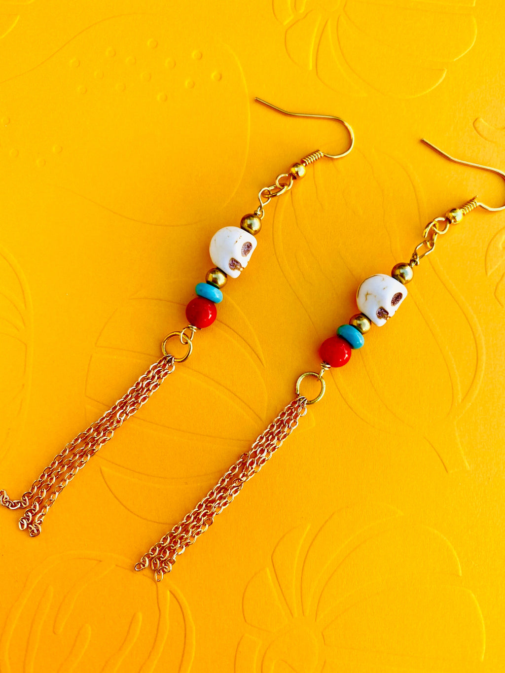 Day of the dead earrings, skull earrings, Halloween earrings, gifts for Halloween, gifts for day of the dead, gifts for fun, gold plated