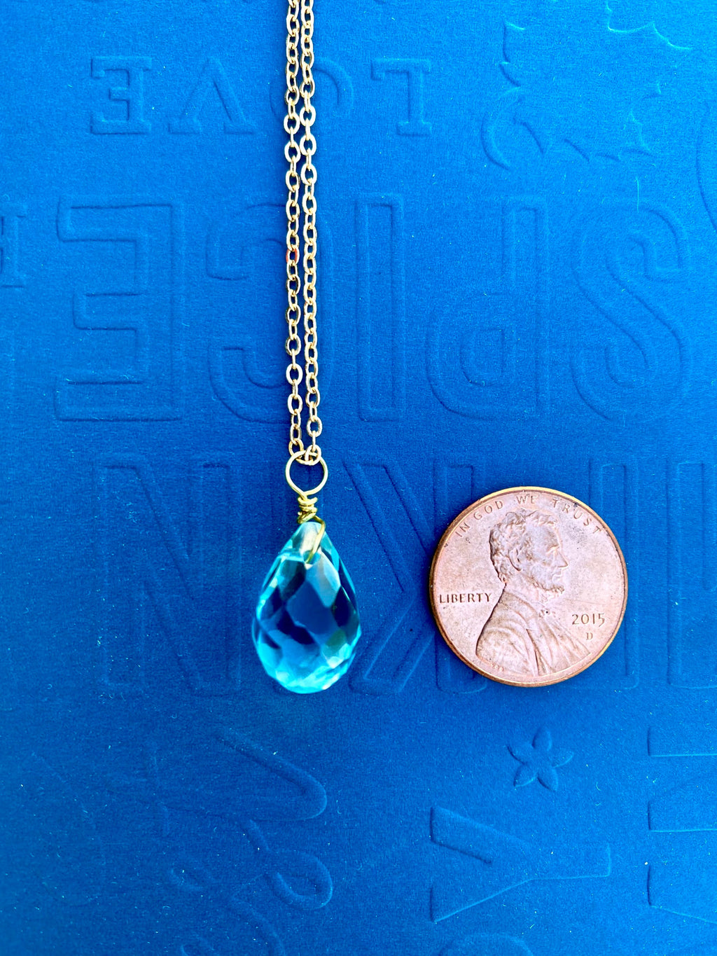 Teardrop Aquamarine Silver Plated Necklace, March Birthstone