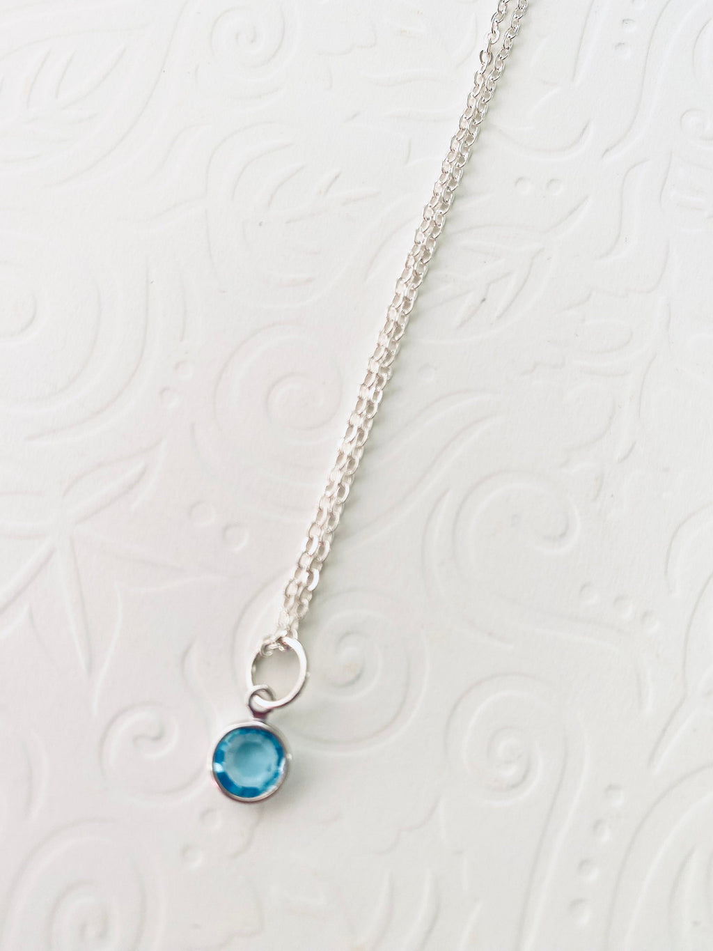 Silver Plated Swarovski Birthstone Charm Necklace