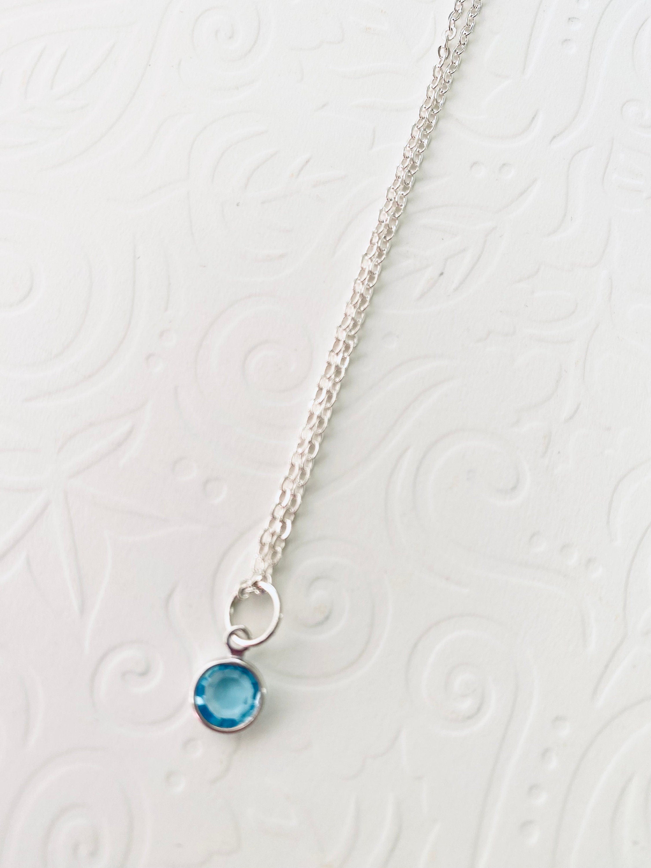 Silver Plated Swarovski Birthstone Charm Necklace