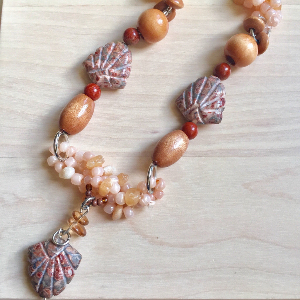 Poppy Jasper Beaded Necklace, Autumn Colors, Embellished Jewelry