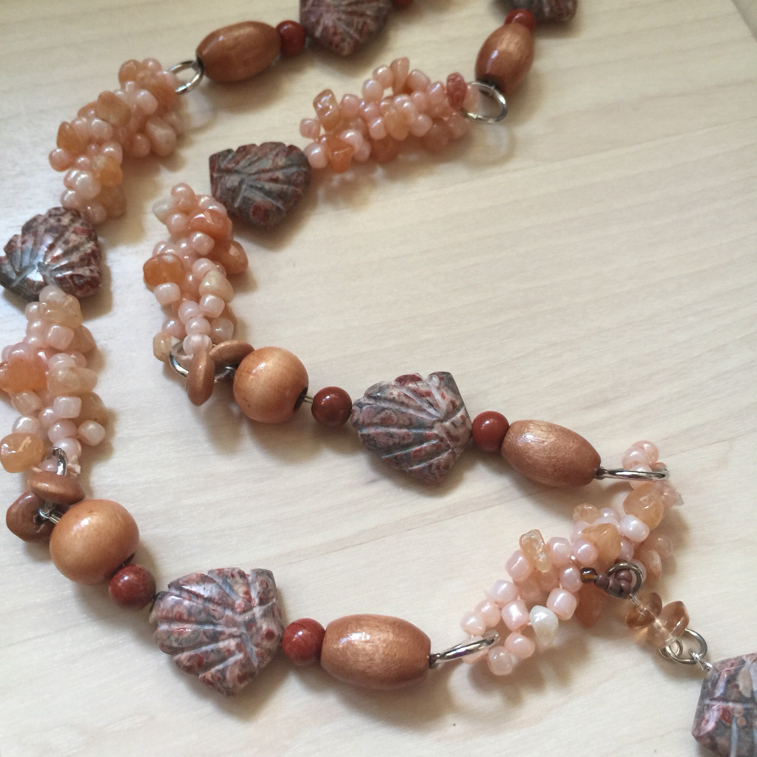 Poppy Jasper Beaded Necklace, Autumn Colors, Embellished Jewelry