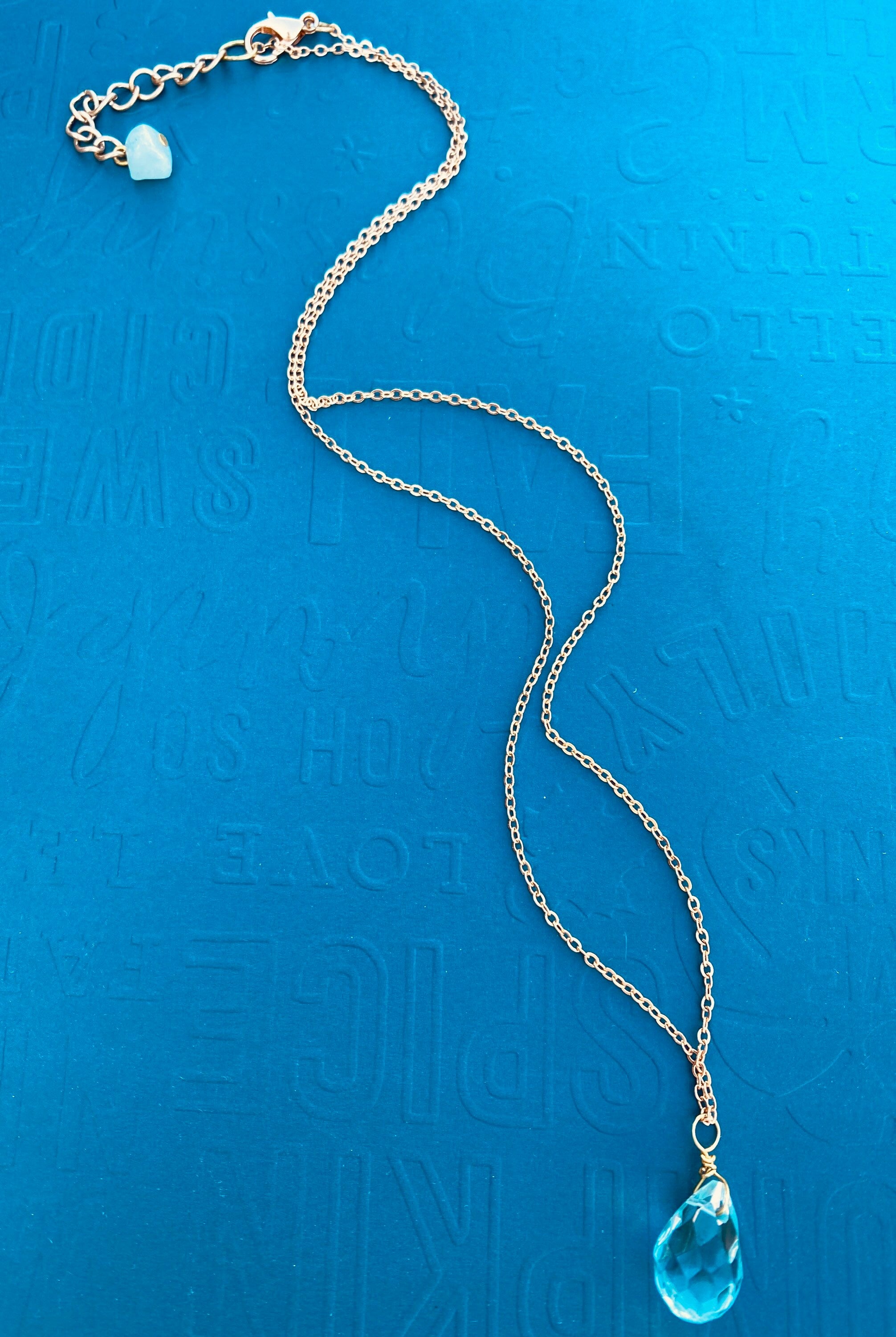 Teardrop Aquamarine Silver Plated Necklace, March Birthstone