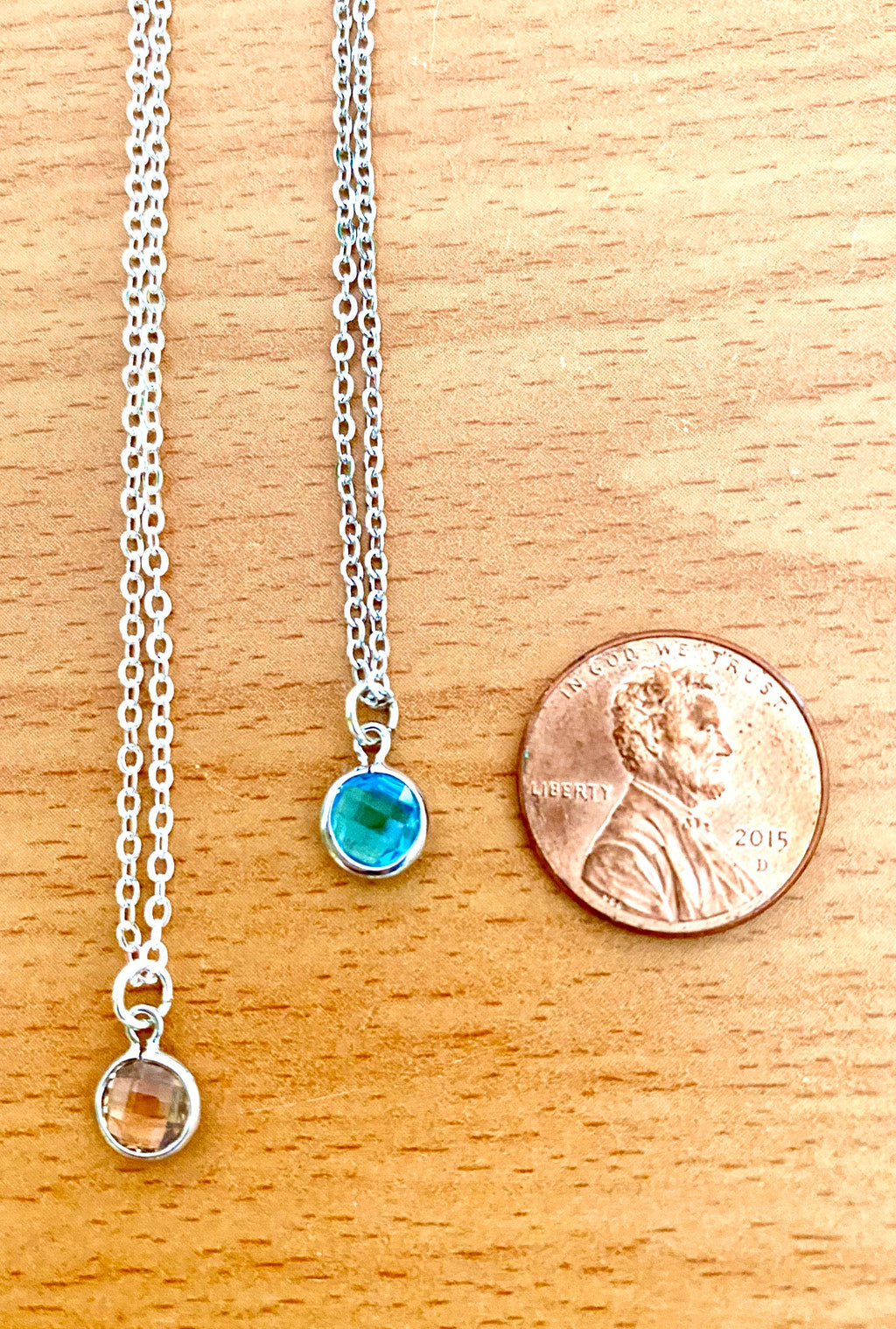 Silver Plated Swarovski Birthstone Charm Necklace