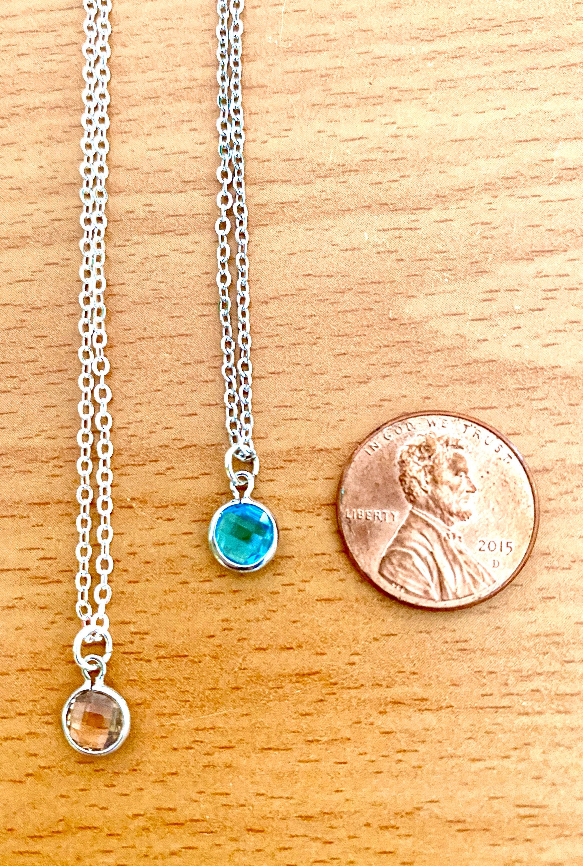 Silver Plated Swarovski Birthstone Charm Necklace